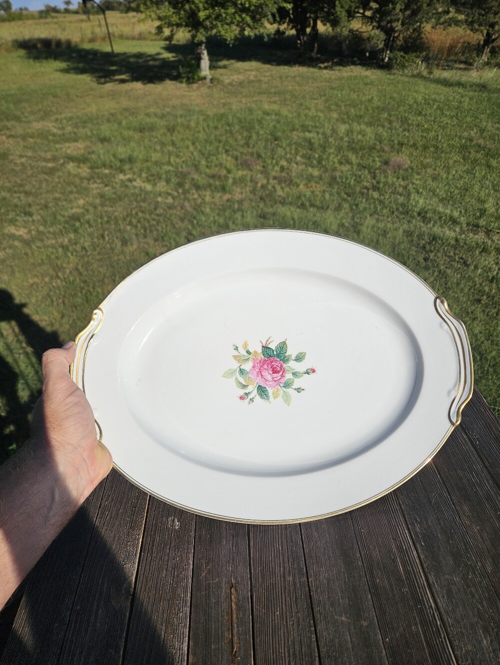 Vintage Noritake Sharon 3057 Oval Platter 16" Large Serving China Pink Rose Gold